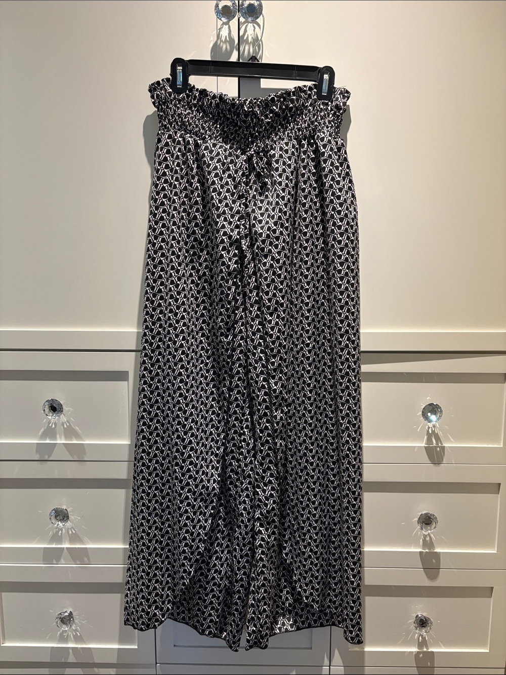 SHEIN Black & White Geometric Wide Leg Pants